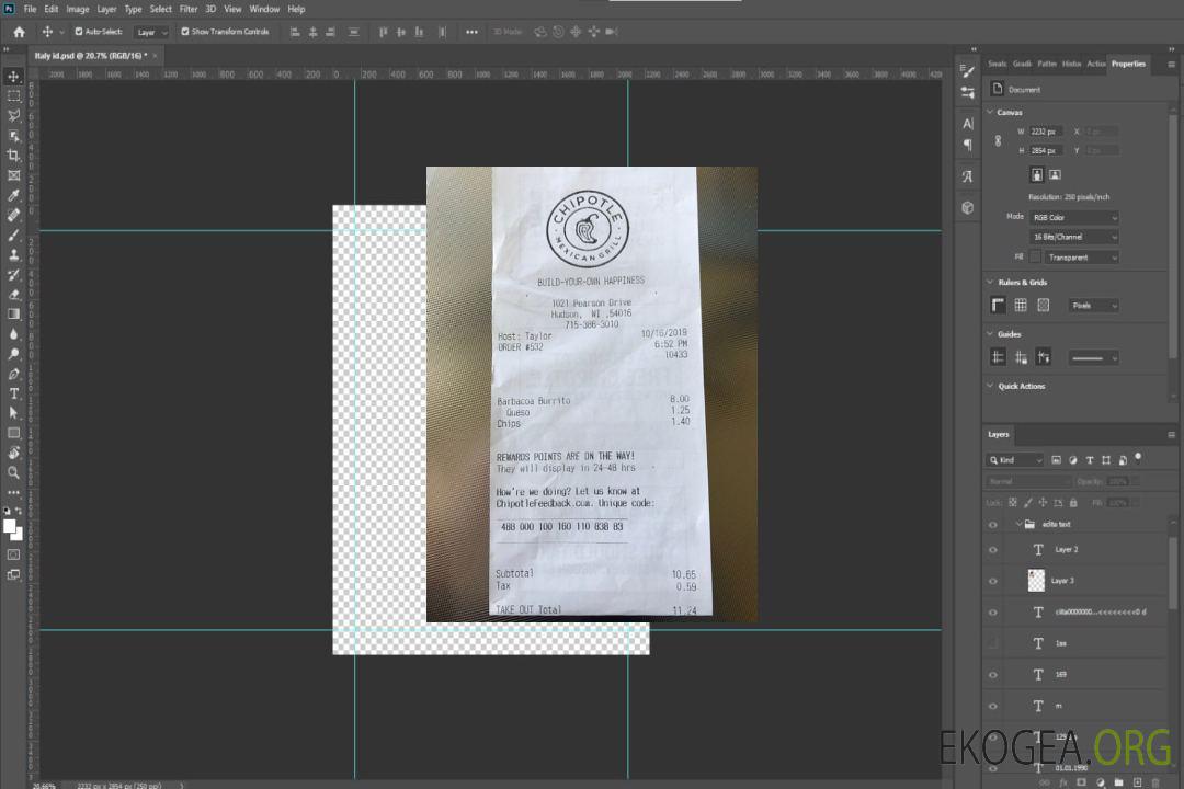 Reçu de paiement du restaurant Chipotle aux États-Unis template